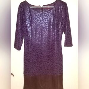 MARK AVON VIOLET BLUE Leopard Print Dress LARGE